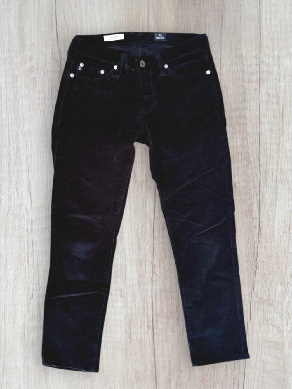 AG Adriano Goldschmied The Stilt Corduroy Cigarette Pants Navy Blue 26 Made USA